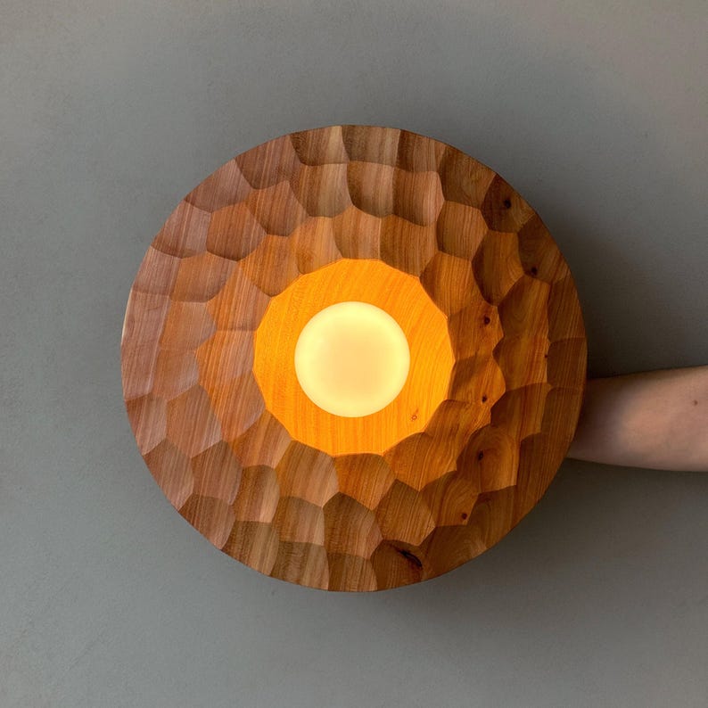 Applique murale ronde en bois, design minimaliste