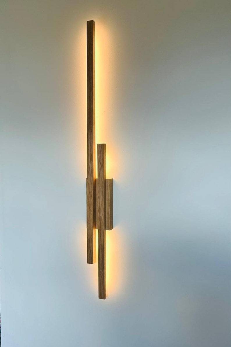 Applique murale LED en chêne, style minimaliste moderne