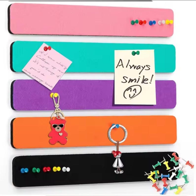 Bandes murales en feutre : tableau d'affichage avec épingles (5 pièces)