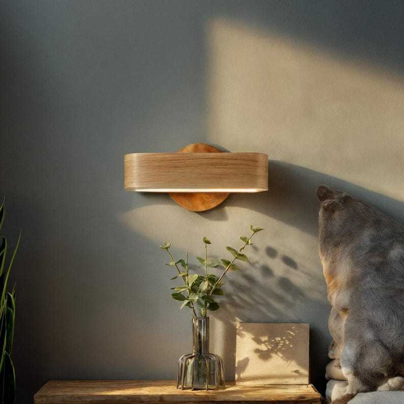 Applique murale en bois, éclairage minimaliste