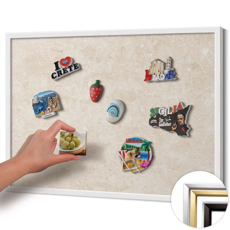 Tableau de messages magnétique mural pierre beige clair