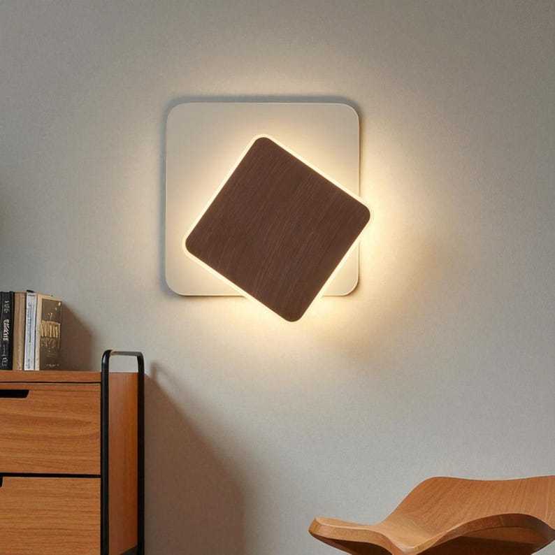 Applique murale moderne en bois à LED, lumière d'ambiance chaleureuse