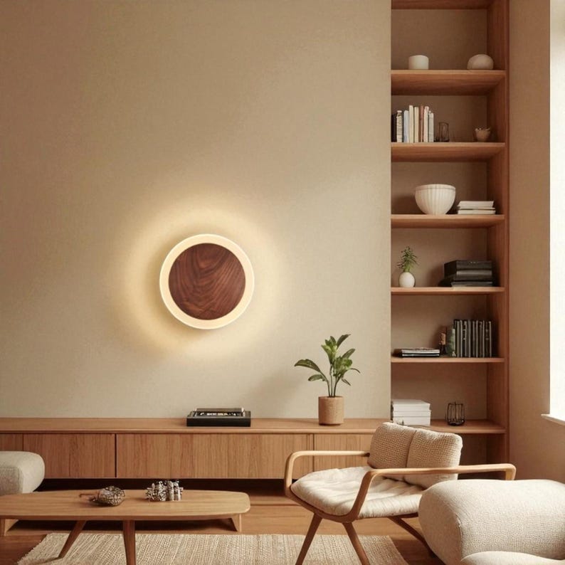 Applique murale moderne en bois à LED, lumière d'ambiance chaleureuse