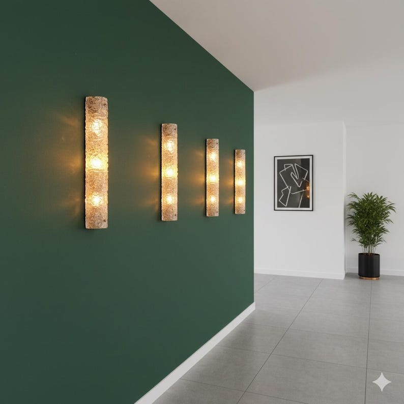 Applique murale rétro, verre texturé dépoli