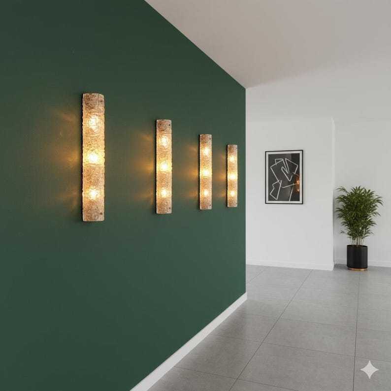 Applique murale rétro, verre texturé dépoli