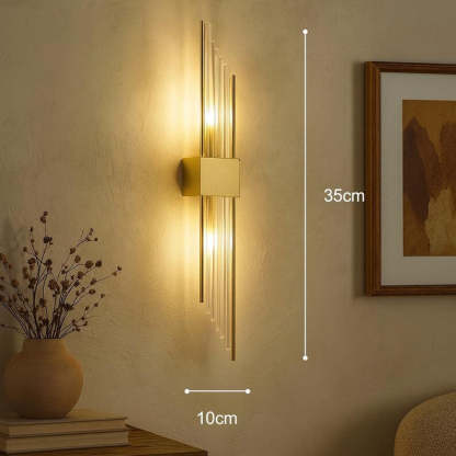 Applique murale LED dorée style Art déco, luminaire vertical moderne