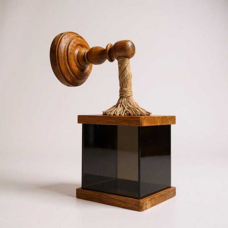 Applique murale en bois miroir infini et corde vintage, éclairage moderne