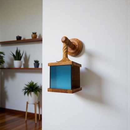 Applique murale en bois miroir infini et corde vintage, éclairage moderne