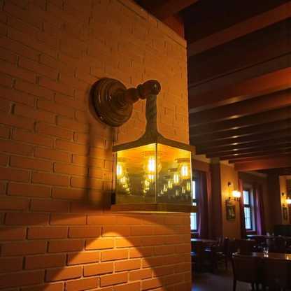 Applique murale en bois miroir infini et corde vintage, éclairage moderne