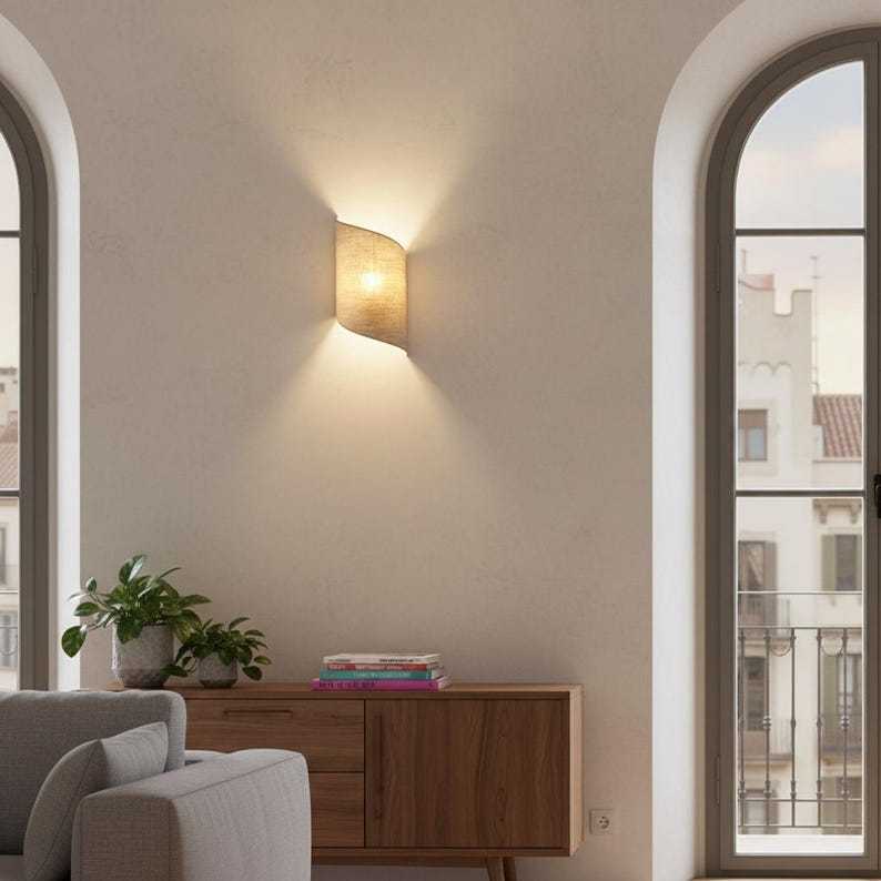 Applique murale arc en spirale de lin, à brancher