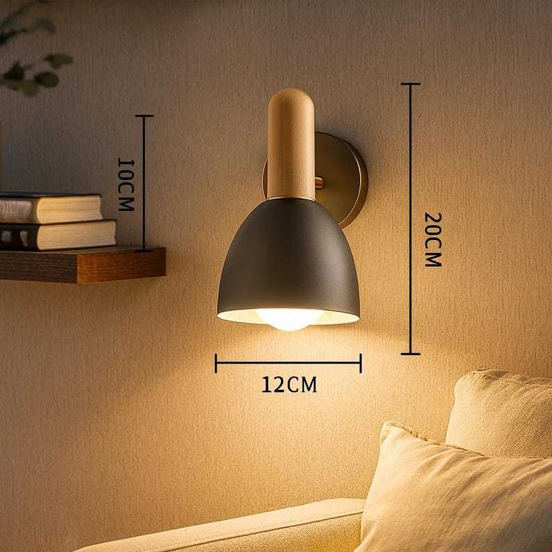 Applique murale en bois, lampe de chevet minimaliste