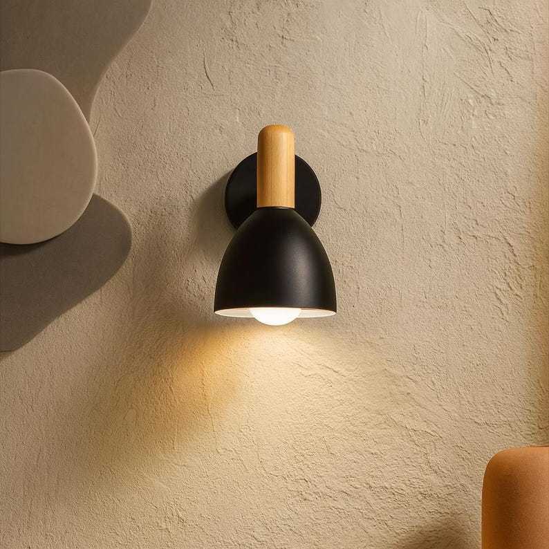 Applique murale en bois, lampe de chevet minimaliste