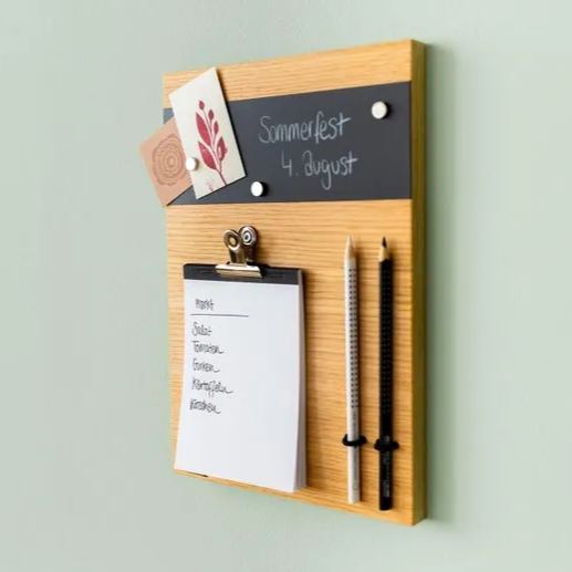 Tableau d'affichage en bois mini chêne – petit tableau d'affichage cadeau bureau, cuisine, entrée, couloir – également en noyer et chêne fumé organisateur mural