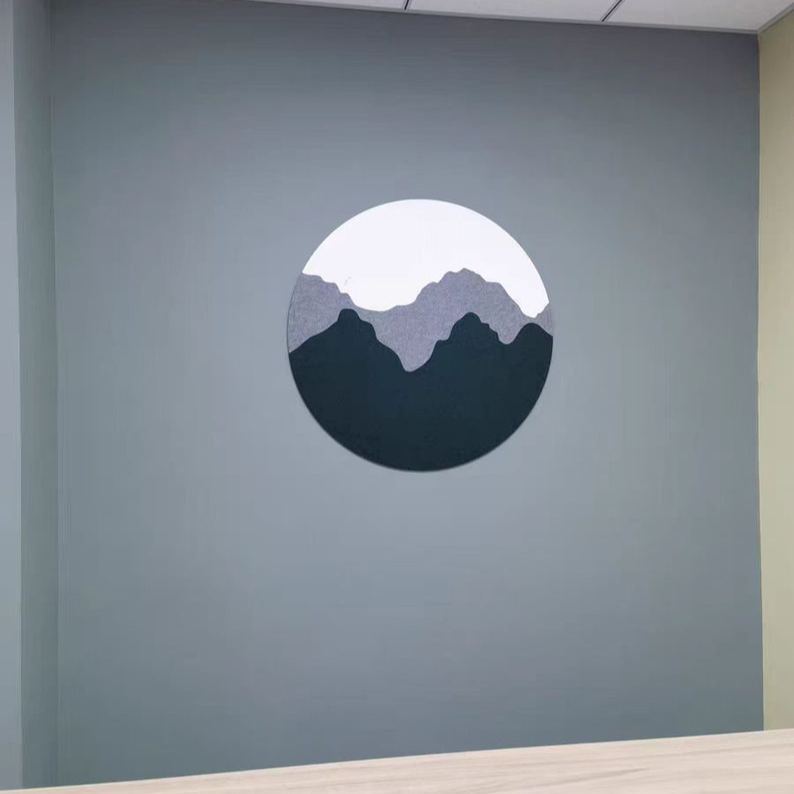 Tableau de messages rond liège insonorisant feutrine décorative