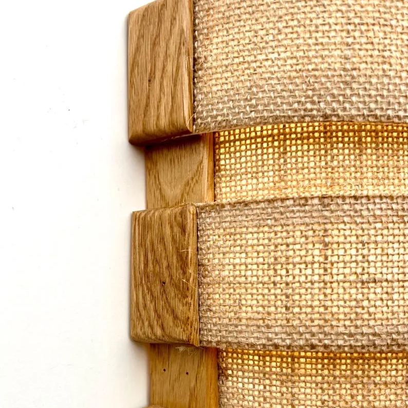 Applique murale en bois de style bohème, abat-jour en toile de jute