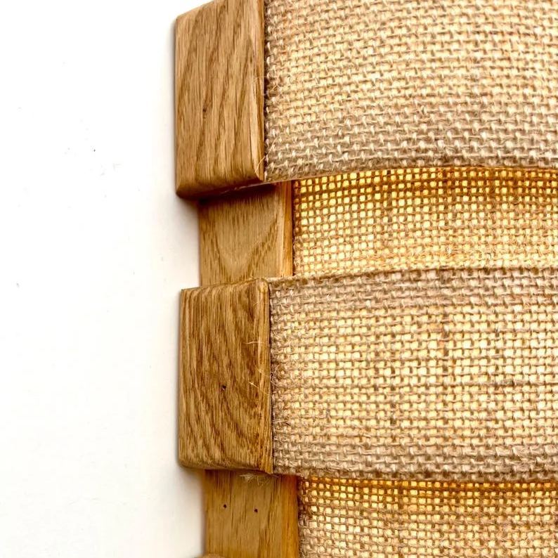 Applique murale en bois de style bohème, abat-jour en toile de jute