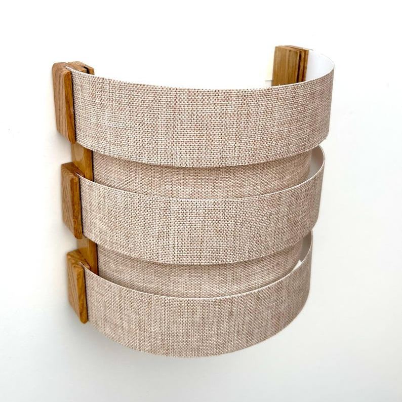 Applique murale en bois de style bohème, abat-jour en toile de jute