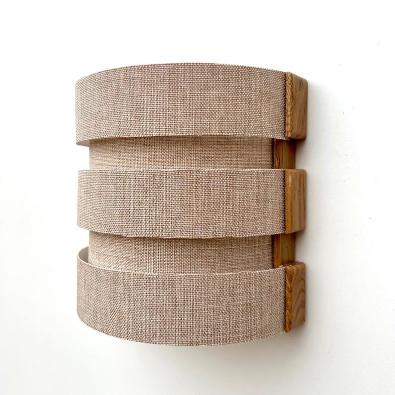 Applique murale en bois de style bohème, abat-jour en toile de jute