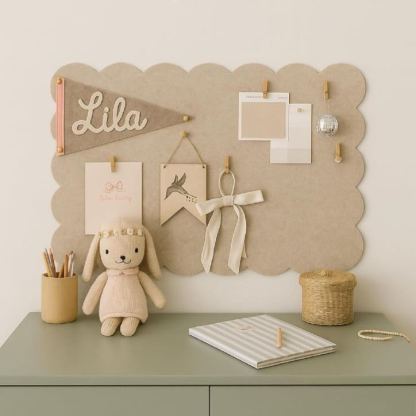 Tableau d'affichage en feutre festonné Orelle | Panneau pliable en feutre autocollant pour mur | de bureau, Vision Board, exposition d'oeuvres d'art pour enfants | Beige
