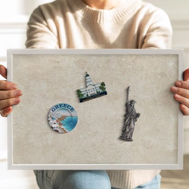 Tableau de messages magnétique mural pierre beige clair