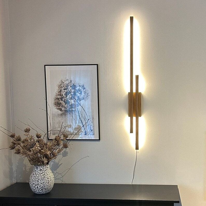 Applique murale LED en chêne, style minimaliste moderne