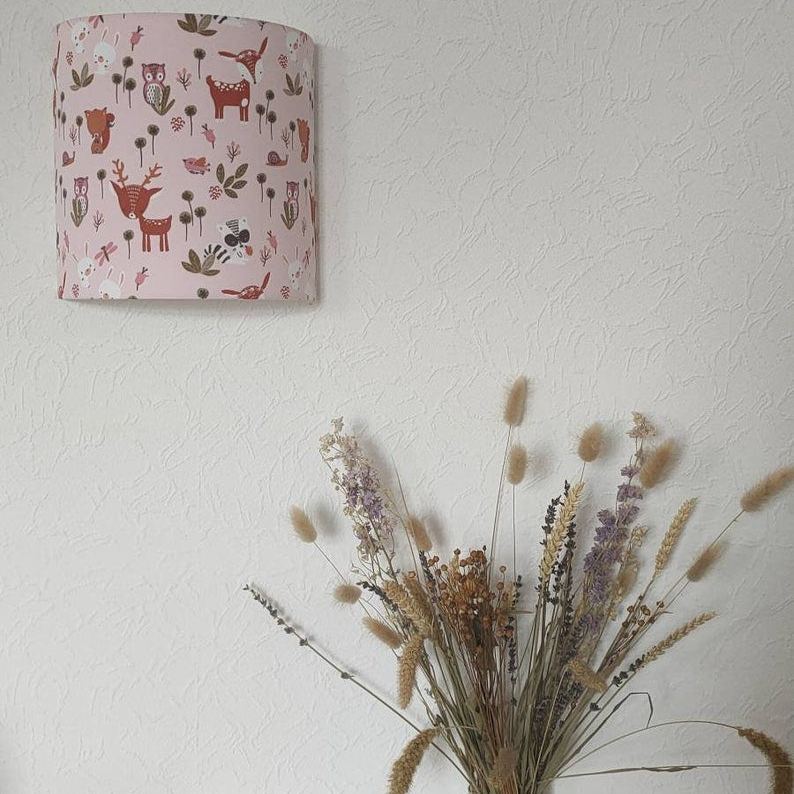 Applique murale demi-cercle design, tissu imprimé bébé / enfants petits Animaux de la forêt pour chambre