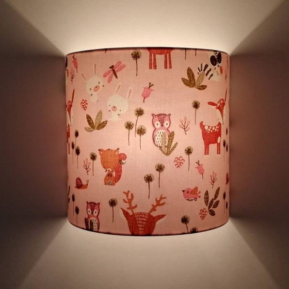 Applique murale demi-cercle design, tissu imprimé bébé / enfants petits Animaux de la forêt pour chambre