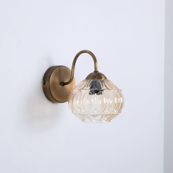 Applique murale rétro avec abat-jour en verre ambré, à brancher