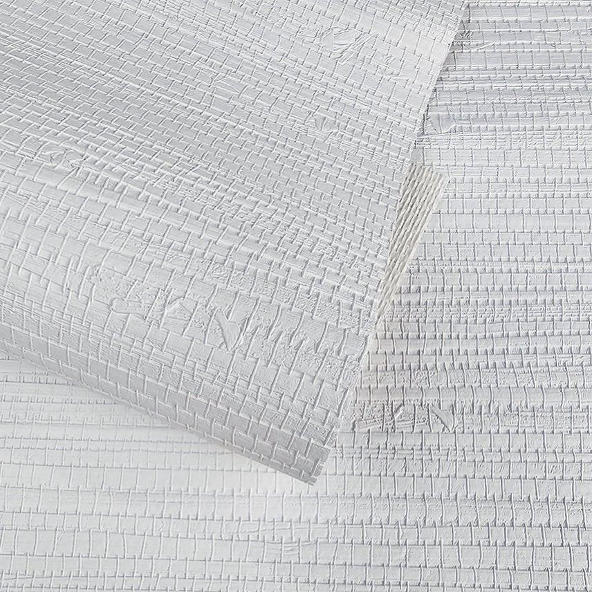 Papier peint en fibre végétale beige à motifs de fleurs et d'oiseaux