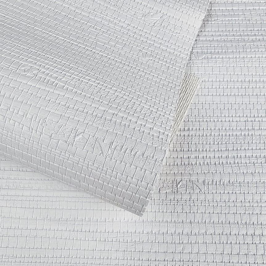 Papier peint en fibre végétale beige neutre à motif floral