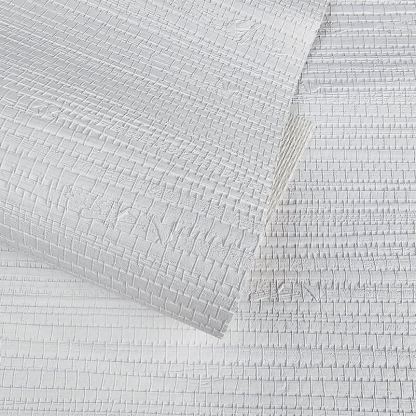 Papier peint en fibre végétale beige neutre à motif floral