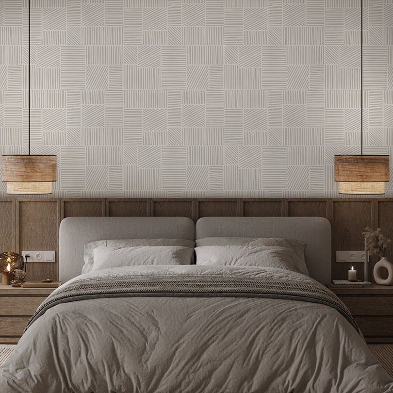 Papier peint à rayures texturées beiges