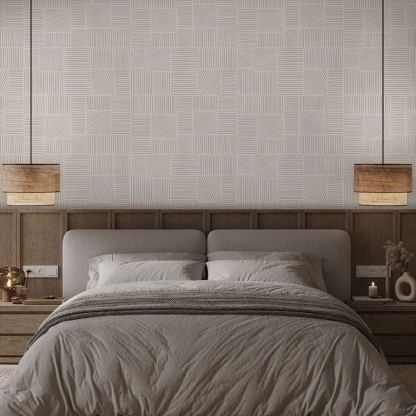 Papier peint à rayures texturées beiges