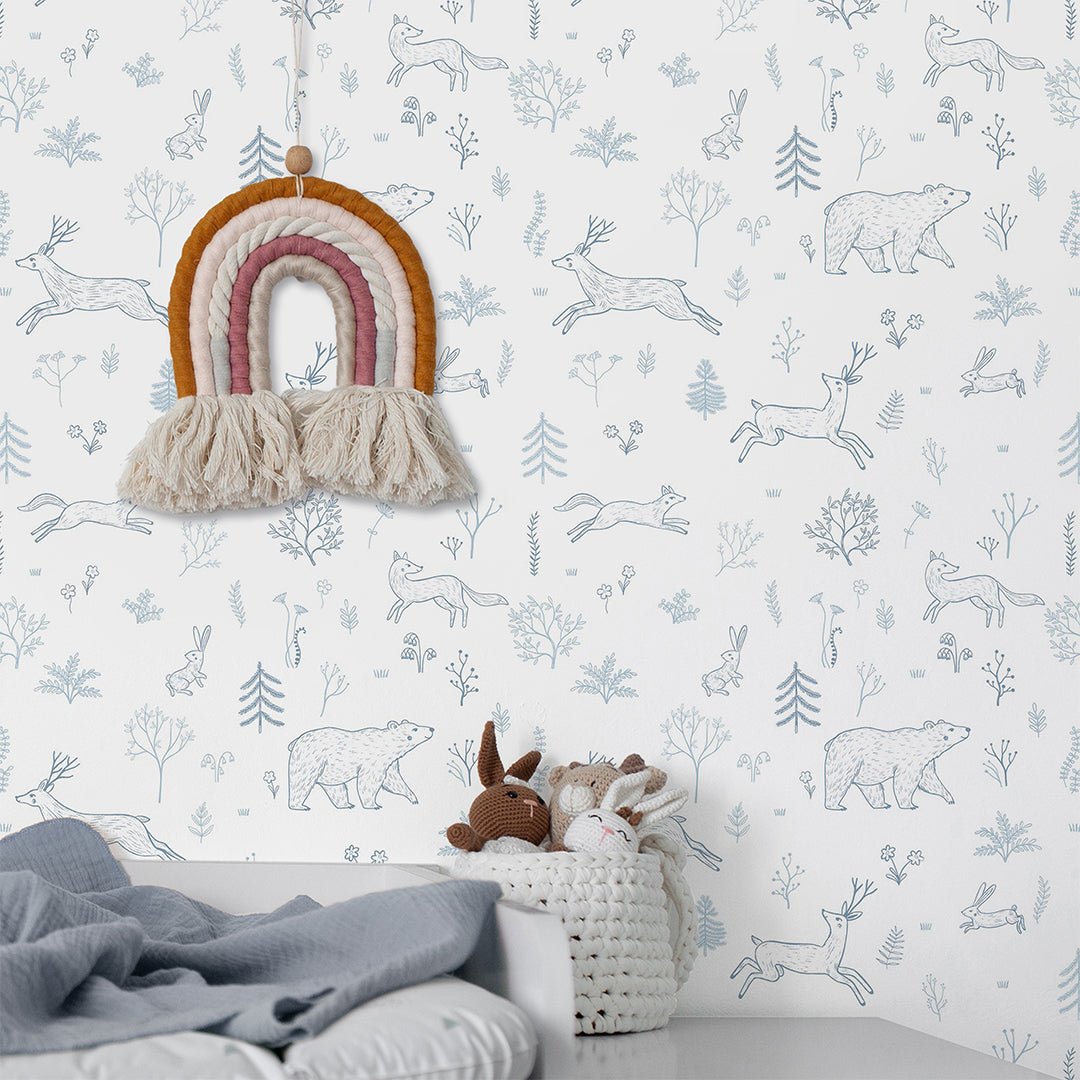 Papier peint Animaux de la forêt bleue