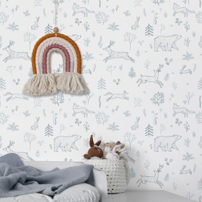 Papier peint Animaux de la forêt bleue