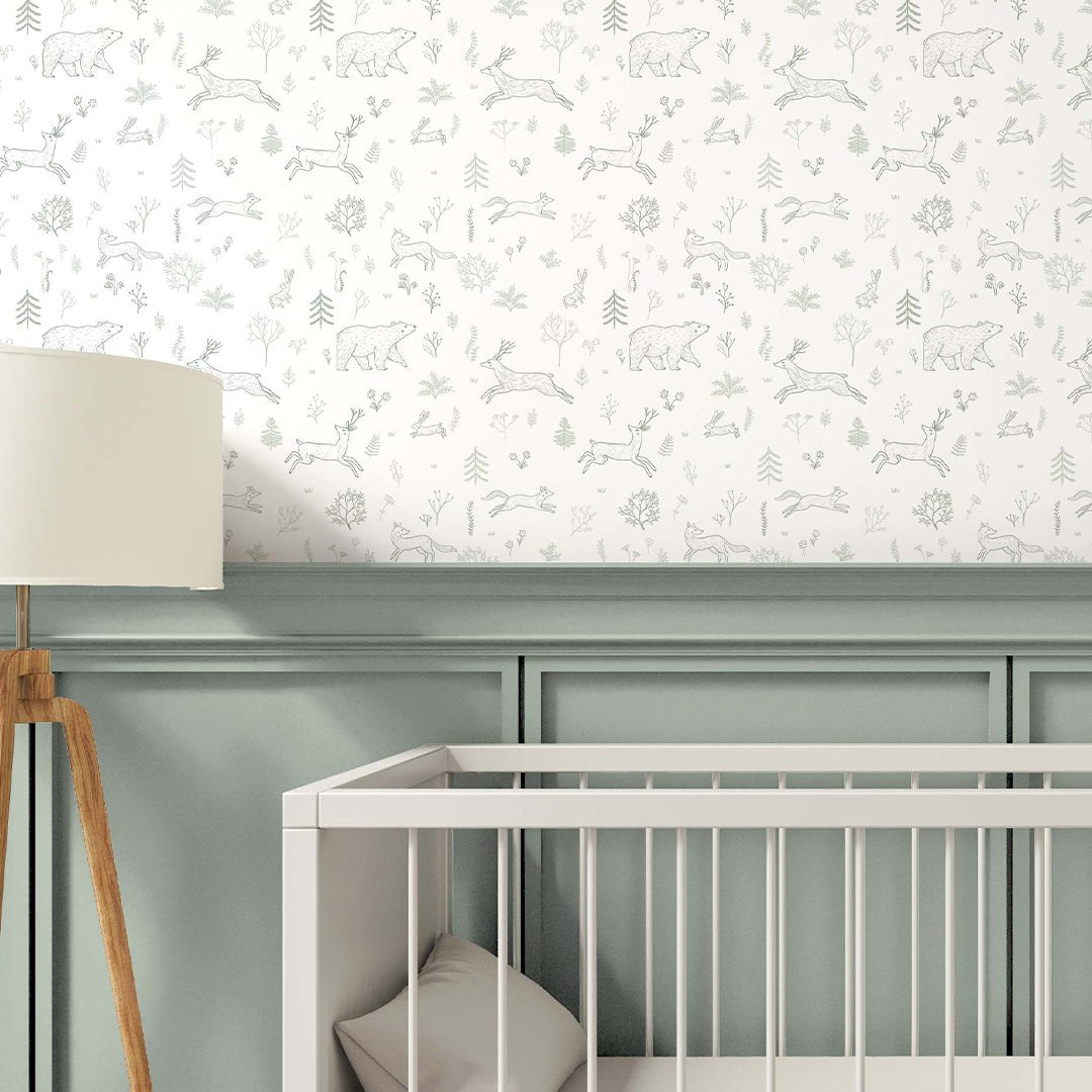 Papier peint Animaux de la forêt verte