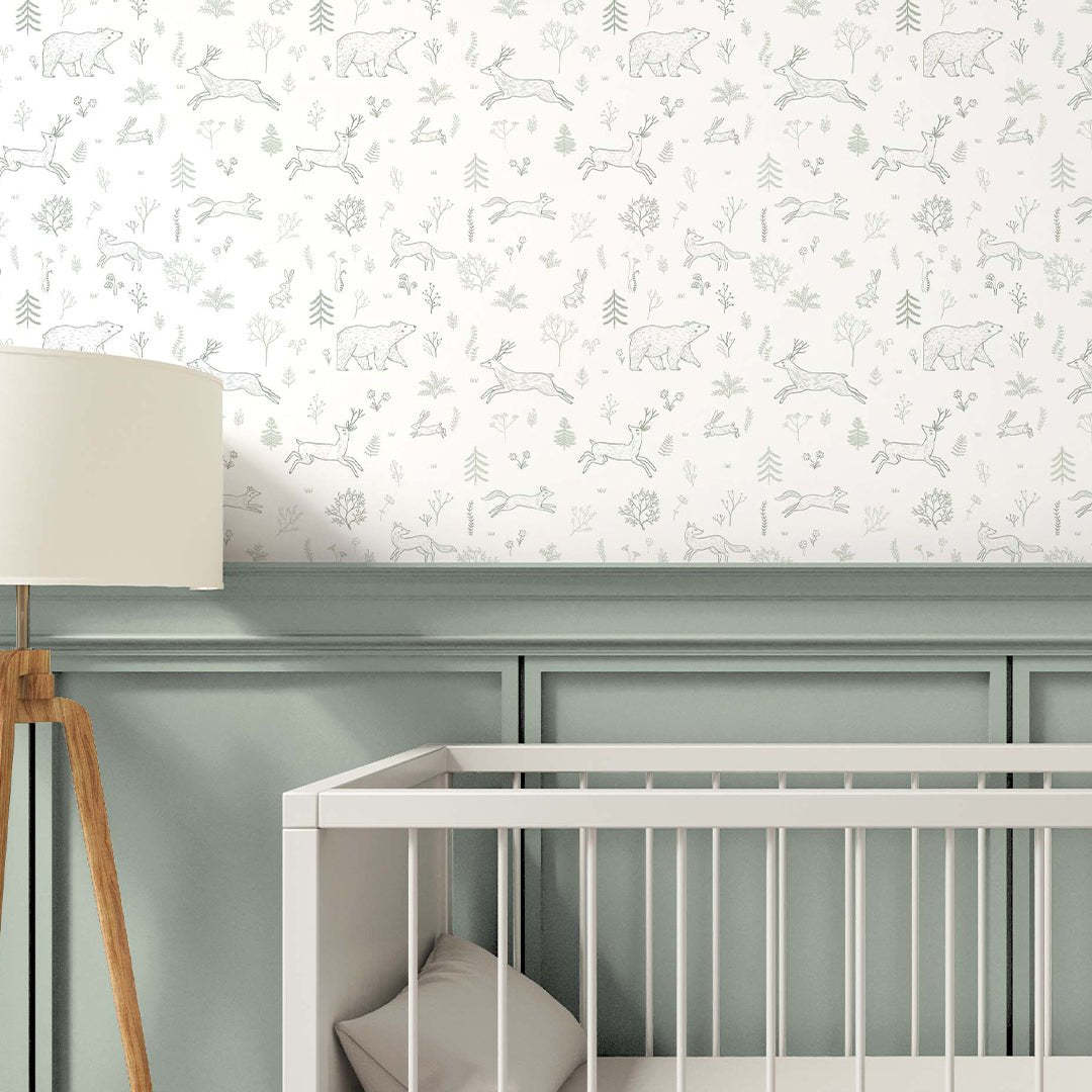 Papier peint Animaux de la forêt verte