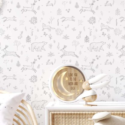 Papier peint animaux de la forêt grise