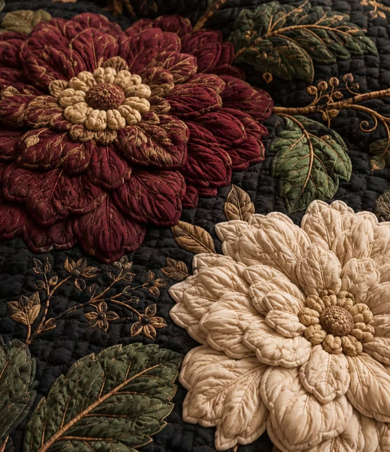Vintage Floral Quilted Bedspread 3-Piece Set American Country Bedding