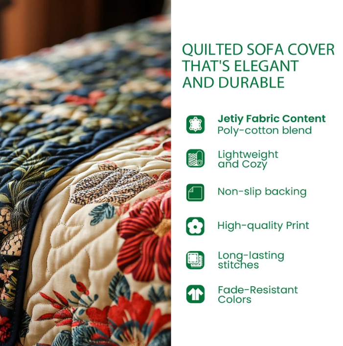 Vintage Blue Pet Paw Sofa Throw, Patchwork Quilted Couch Cover