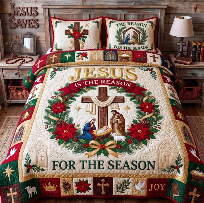 Jesus Is the Reason 3-Piece Quilted Bedding Set