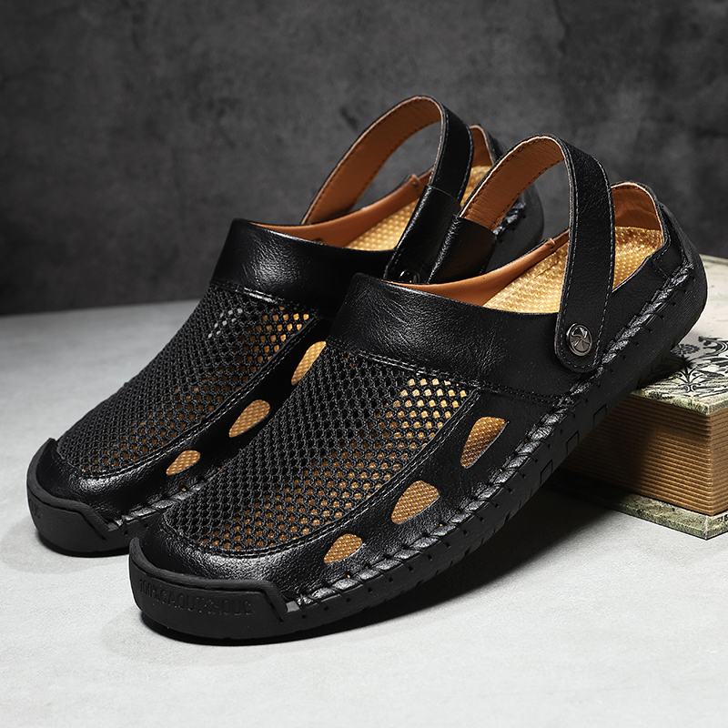 🔥Last Day 60% OFF🔥Men's Premium Leather Closed-Toe Sandals - Non-Slip Outdoor Summer Shoes