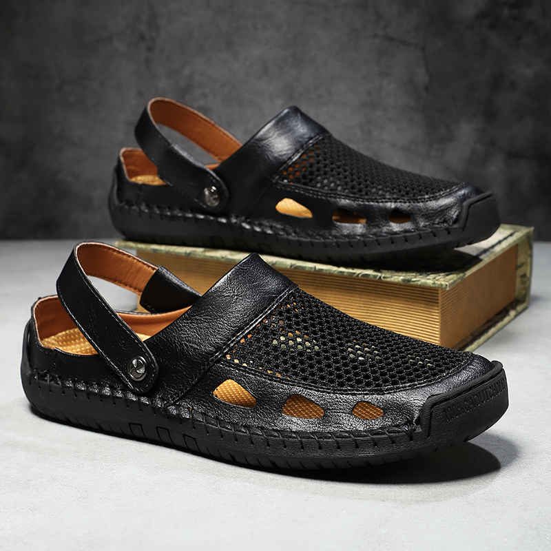 🔥Last Day 60% OFF🔥Men's Premium Leather Closed-Toe Sandals - Non-Slip Outdoor Summer Shoes