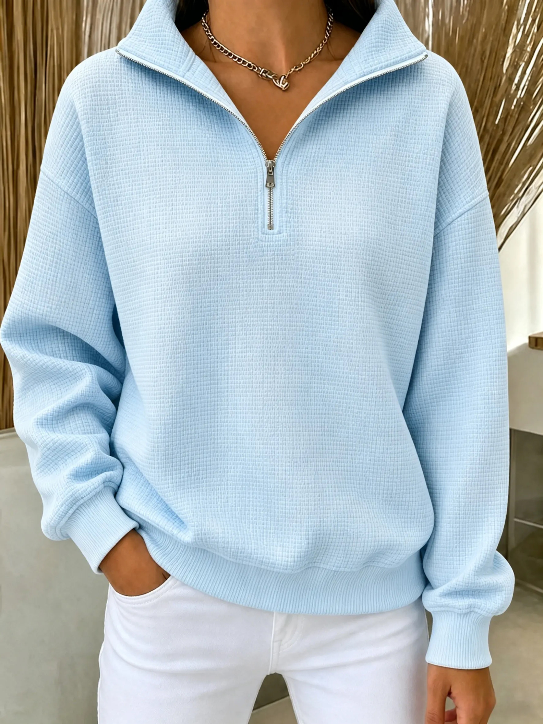 Women's Waffle Knit Quarter-Zip
