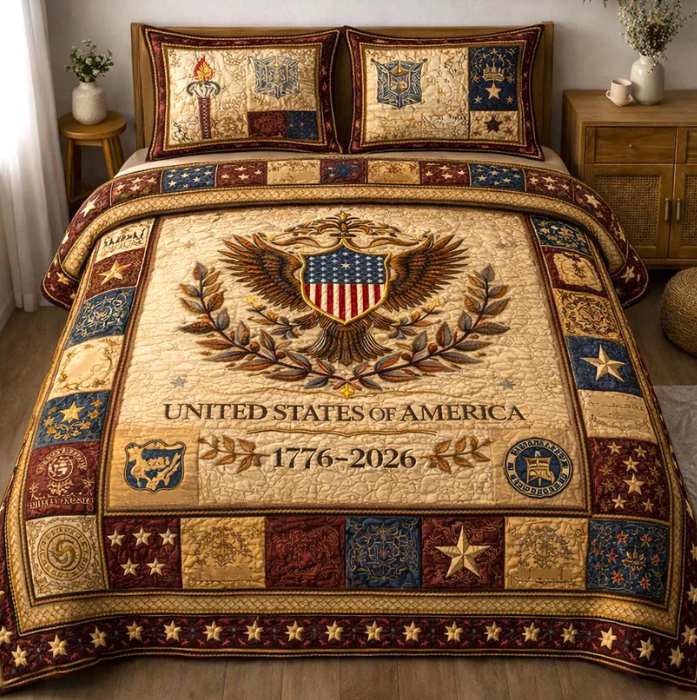 1776–2026 American Heritage 3-Piece Quilted Bedding Set