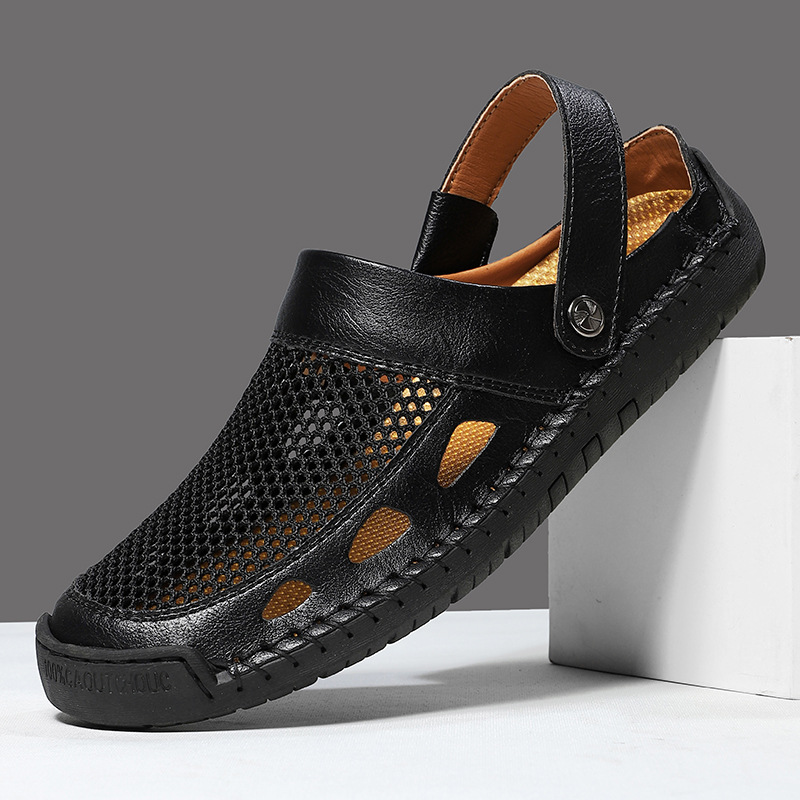 🔥Last Day 60% OFF🔥Men's Premium Leather Closed-Toe Sandals - Non-Slip Outdoor Summer Shoes