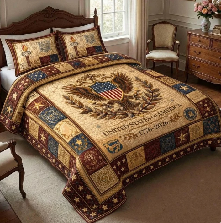 1776–2026 American Heritage 3-Piece Quilted Bedding Set