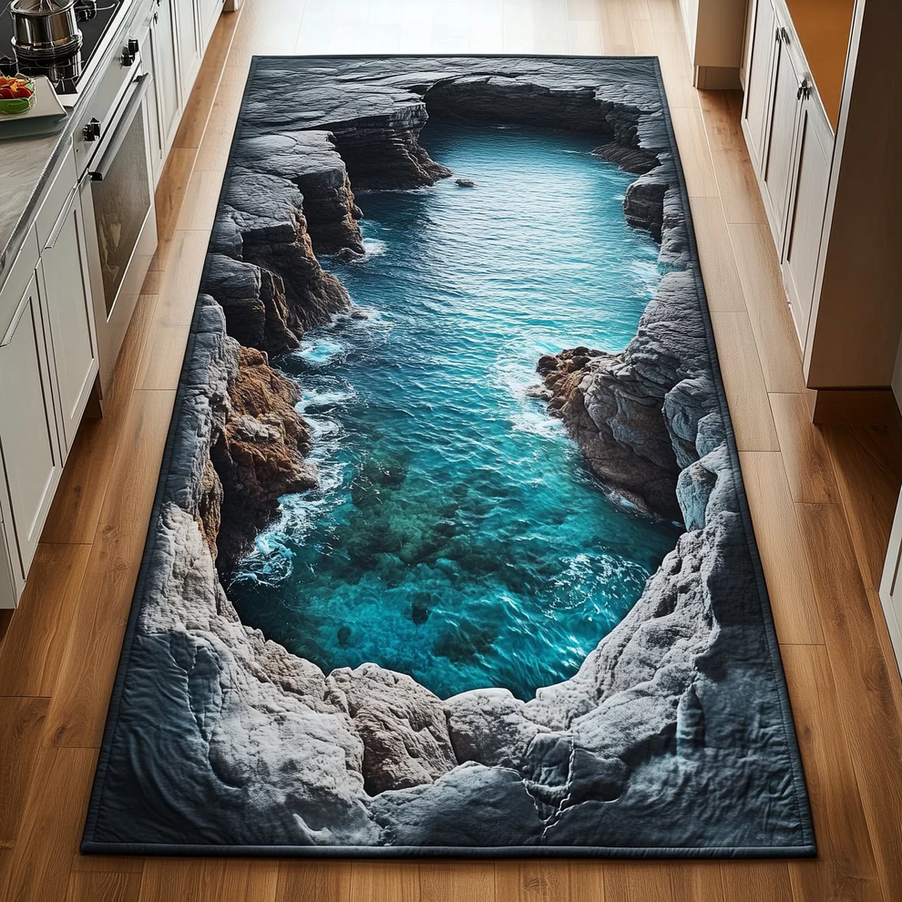 Water Cilff Quilted Runner Rug  | nature