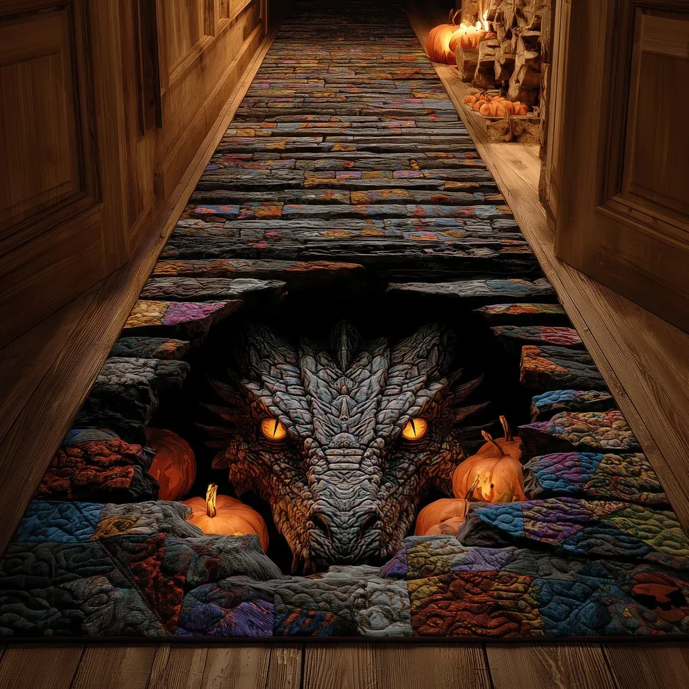 Lava Dragon Quilted Runner Rug | Dragon