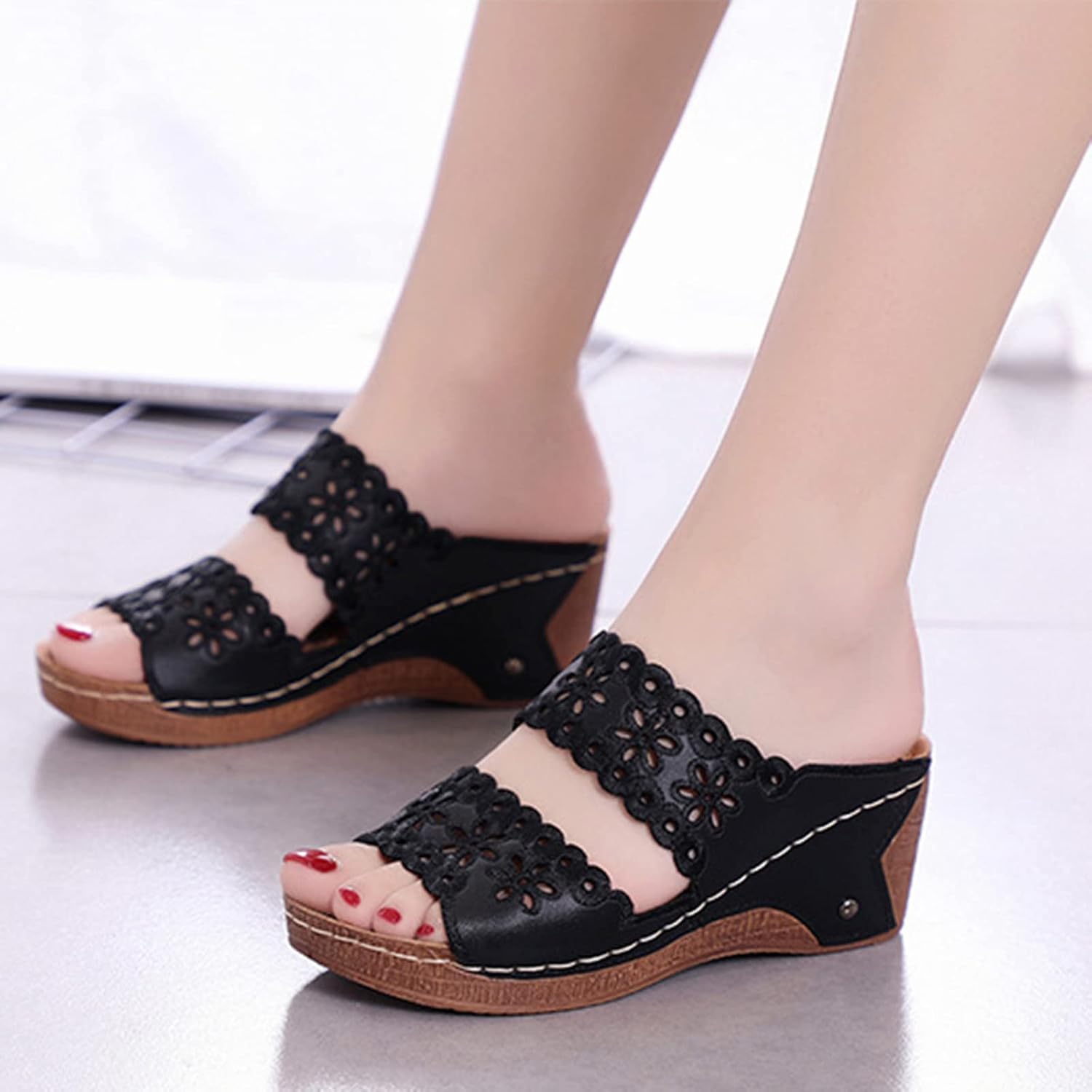 Women's Comfort Wedge Slide Sandals For Summer Walking